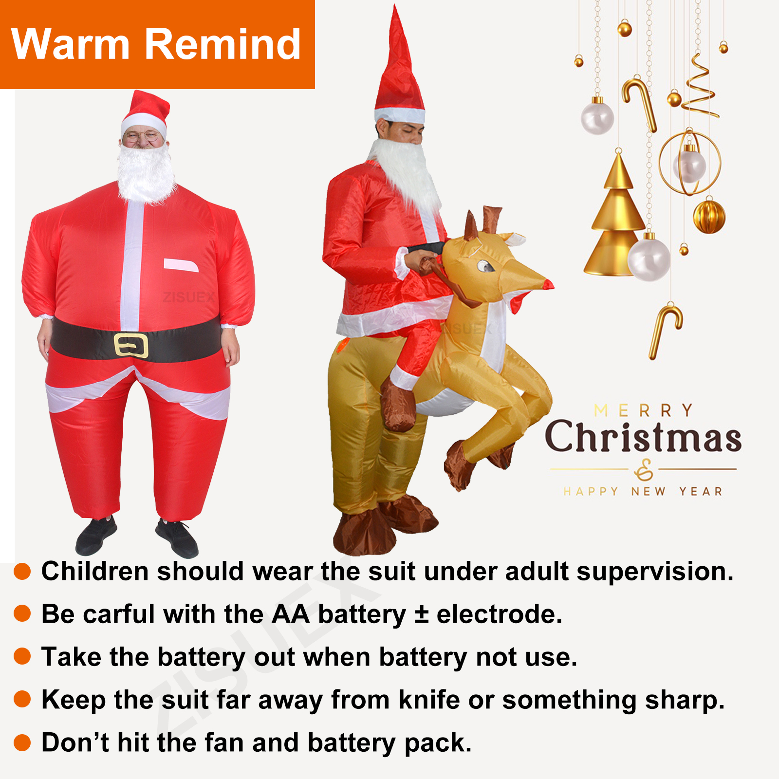 Wholesale Santa Claus riding reindeer inflatable costume