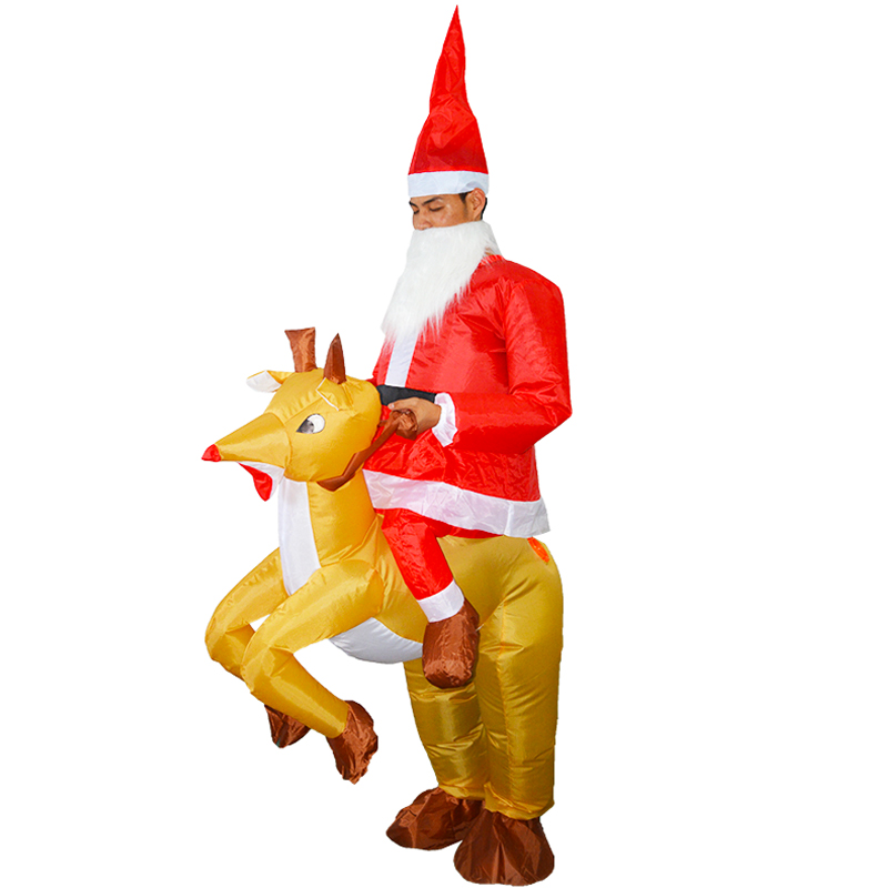 Christmas inflatable party outfit Santa riding reindeer bulk supply
